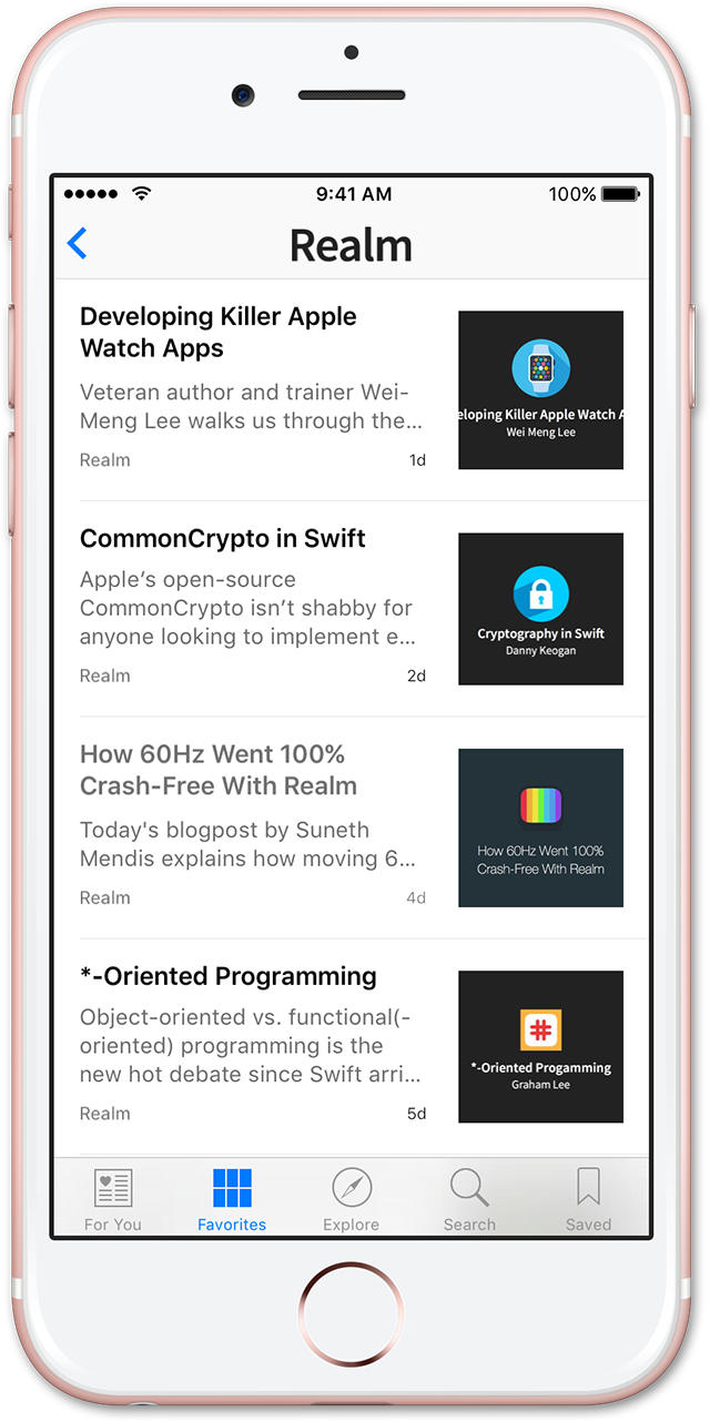 The Realm website on Apple News