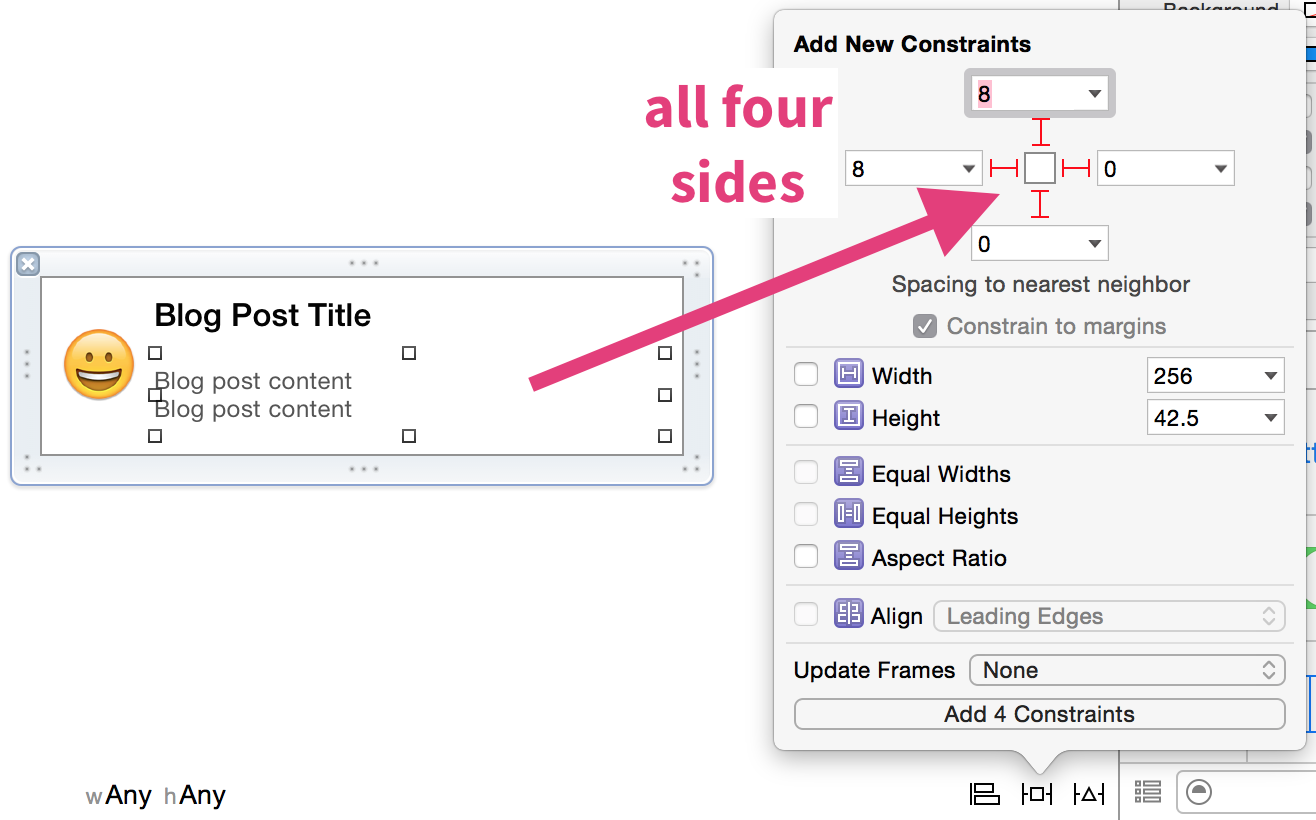 Set up constraints for the content label