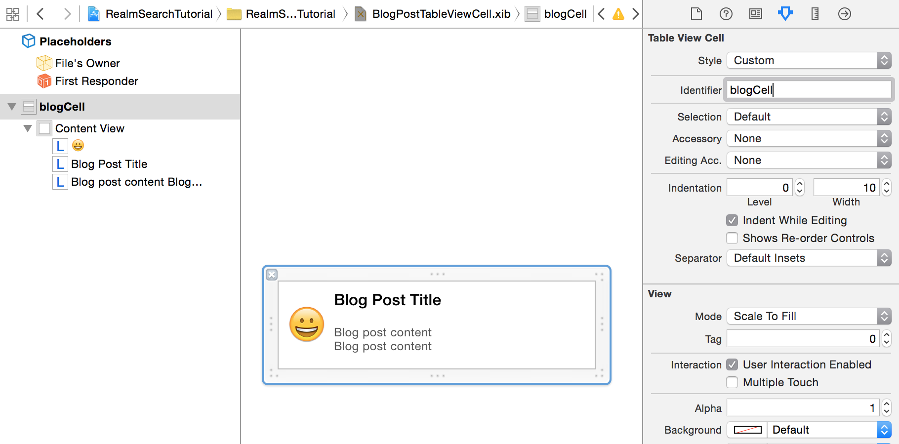 Create BlogPostTableViewCell UI